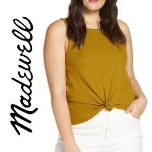 Madewell Audio Knot Front Sleeveless Tank Top, Spiced Olive Color, Size M